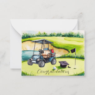 Golf Afstudeerfeest gethematiseerd voor golfer op Notitiekaartje