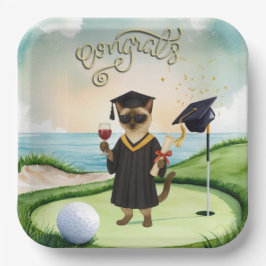 Golf afstudeerfeest thema golfer op putting green papieren bordje