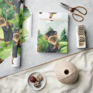 Golf afstudeerthema voor kattenliefhebber golfer cadeaupapier