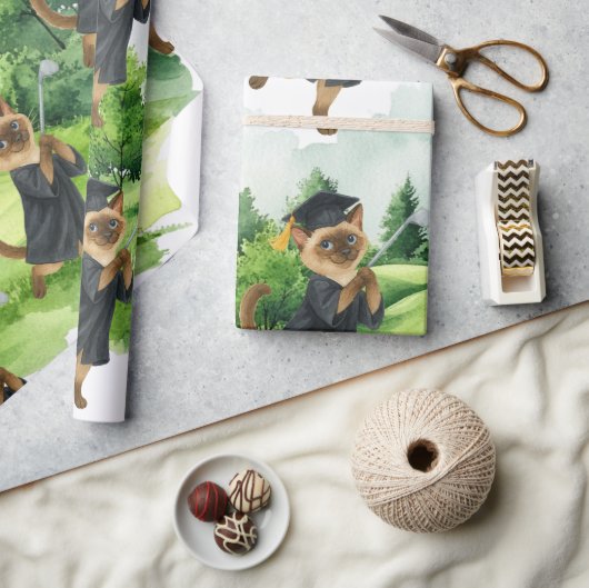 Golf afstudeerthema voor kattenliefhebber golfer cadeaupapier (Crafts)
