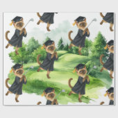Golf afstudeerthema voor kattenliefhebber golfer cadeaupapier (Vlak)