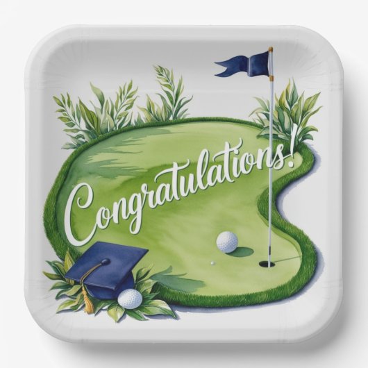 Golf Afstuderen Gefeliciteerd met het putting gree Papieren Bordje (Voorkant)