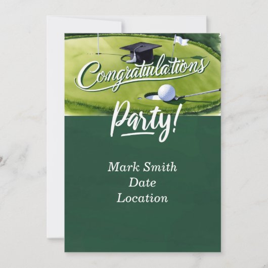 Golf Afstuderen Gefeliciteerd Party op groen Kaart (Voorkant)