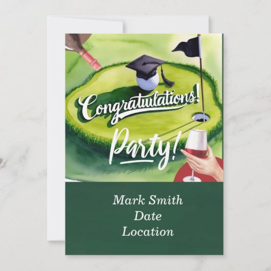 Golf Afstuderen Gefeliciteerd Party op groen Kaart (Voorkant)