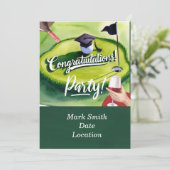 Golf Afstuderen Gefeliciteerd Party op groen Kaart (Staand voorkant)