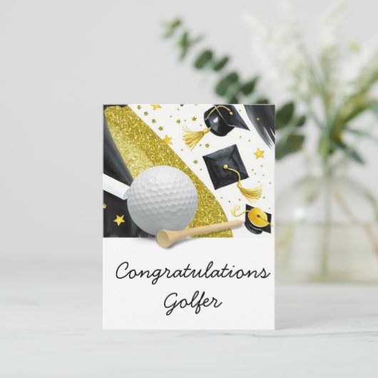 Golf Afstuderen Kaart - Gefeliciteerd Afstuderen (Staand voorkant)