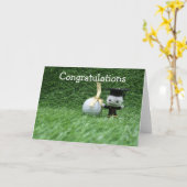 Golf Afstuderen met hobo pet en jurk Congrats Kaart (Gele Bloem)