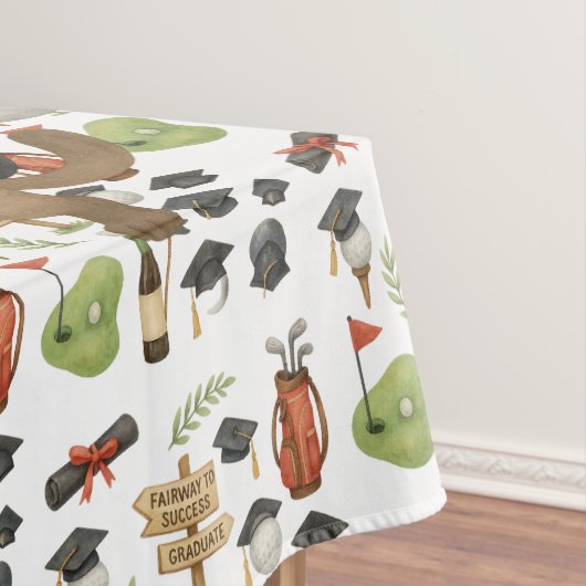Golf Afstuderen thema voor Cat Lover Golfer Tafelkleed (Voorbeeld)