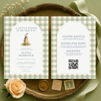 Golf All in One Groen Gingham Baby Shower Uitnodig