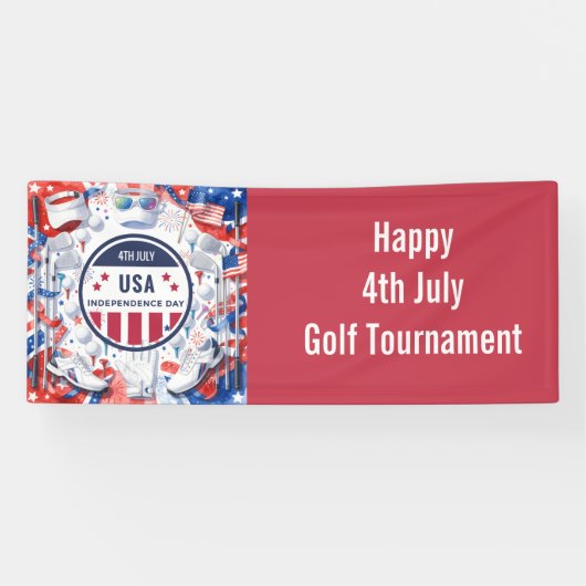 Golf Amerikaans Thema 4 juli Onafhankelijkheid Spandoek (Horizontaal)