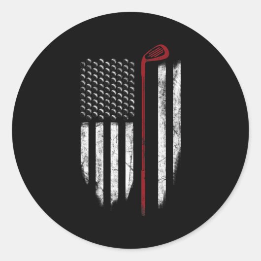 Golf Amerikaanse vlag 4th of July USA Patriottisch Ronde Sticker (Voorkant)