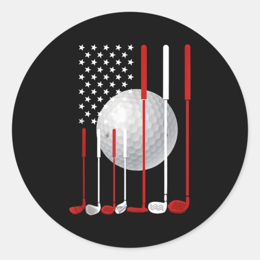 Golf Amerikaanse vlag 4th of July USA Patriottisch Ronde Sticker (Voorkant)