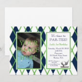 Golf Argyle Foto Uitnodiging (Voorkant / Achterkant)