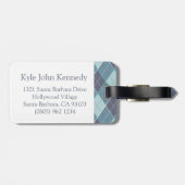 Golf Argyle golfpatroon blauwgroen blauw bagagelab Bagagelabel (Achterkant horizontaal)