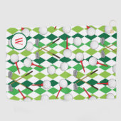 Golf Argyle patroon Golfer Monogram Golfhanddoek (Horizontaal)