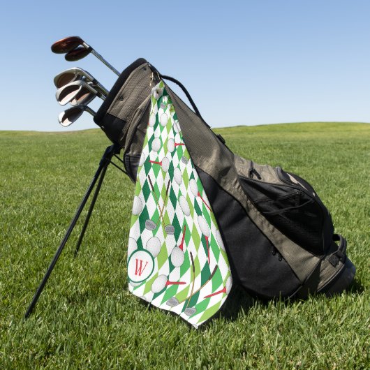 Golf Argyle patroon Golfer Monogram Golfhanddoek (Groen)