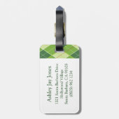 Golf Argyle patroon t-shirt groen bagagelabel (Achterkant verticaal)