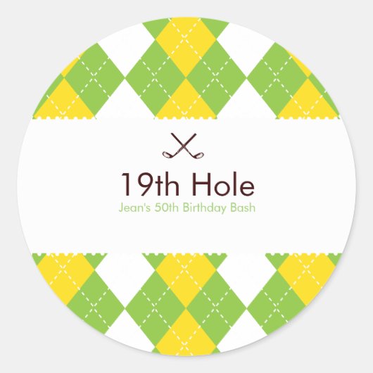 Golf Argyle Preppy Gift Label Sticker (Voorkant)