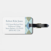 Golf Argyle t-shirt blauw bruin bagagelabel (Achterkant horizontaal)