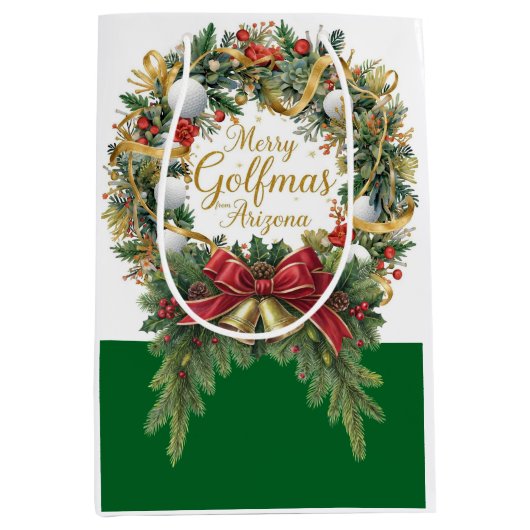 Golf Arizona Christmas Wreath for Golfer Medium Cadeauzakje (Voorkant)