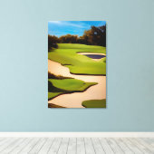 Golf Art Painting of Golf Golfing Golfer Fine Art Canvas Afdruk (Insitu (Houten vloer))