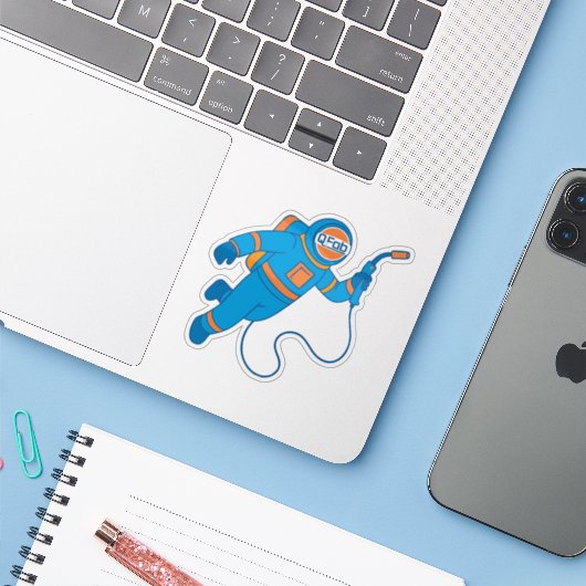 Golf Astrowelder Qfab Sticker (Laptop met iPhone)