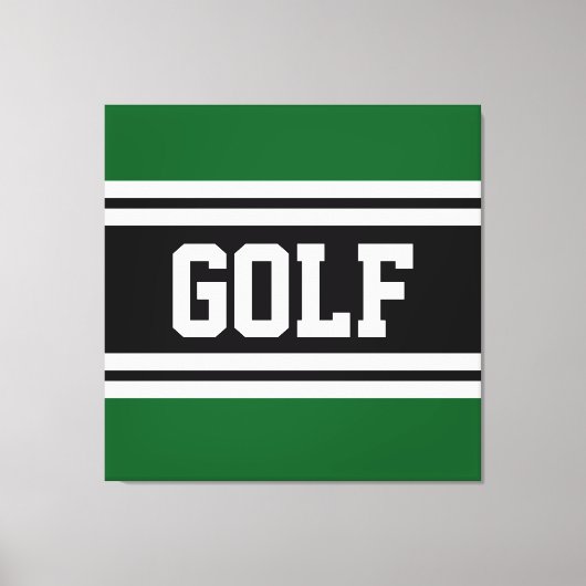 GOLF Athletic Fun Green Zwart Wit Racing Stripes Canvas Afdruk (Voorkant)