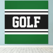 GOLF Athletic Fun Green Zwart Wit Racing Stripes Canvas Afdruk (Insitu (Houten vloer))