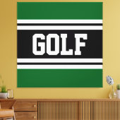 GOLF Athletic Fun Green Zwart Wit Racing Stripes Canvas Afdruk (Insitu (Woonkamer))