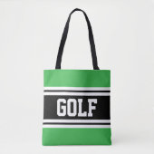 GOLF Athletic Green Zwart Wit Racing Stripes Tote Bag (Voorkant)