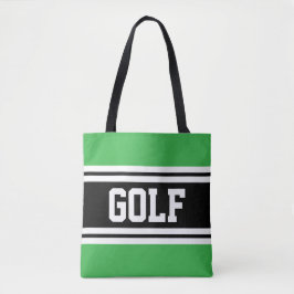 GOLF Athletic Green Zwart Wit Racing Stripes Tote Bag