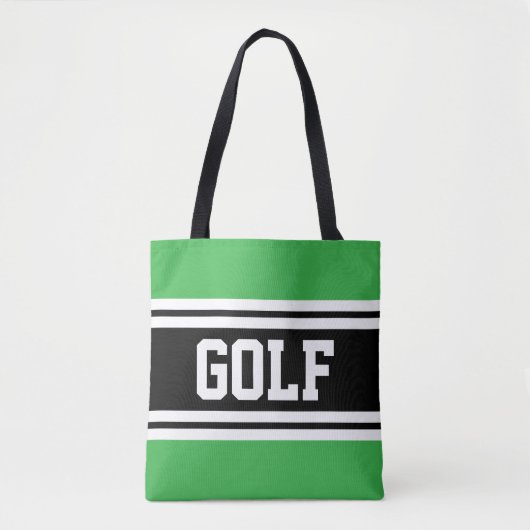 GOLF Athletic Green Zwart Wit Racing Stripes Tote Bag (Voorkant)