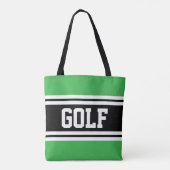 GOLF Athletic Green Zwart Wit Racing Stripes Tote Bag (Achterkant)