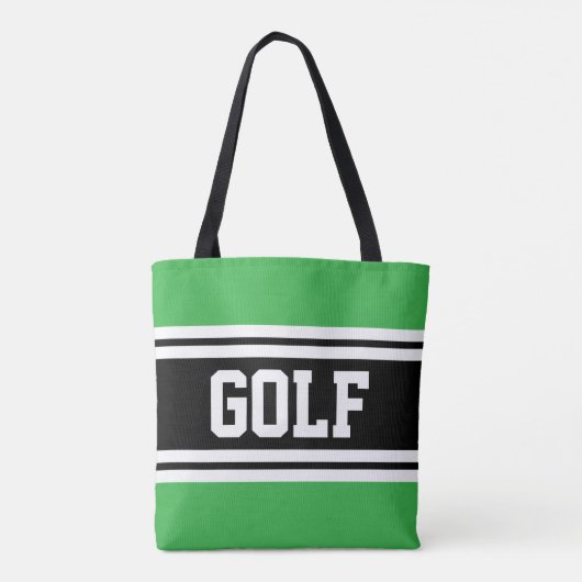 GOLF Athletic Green Zwart Wit Racing Stripes Tote Bag (Achterkant)