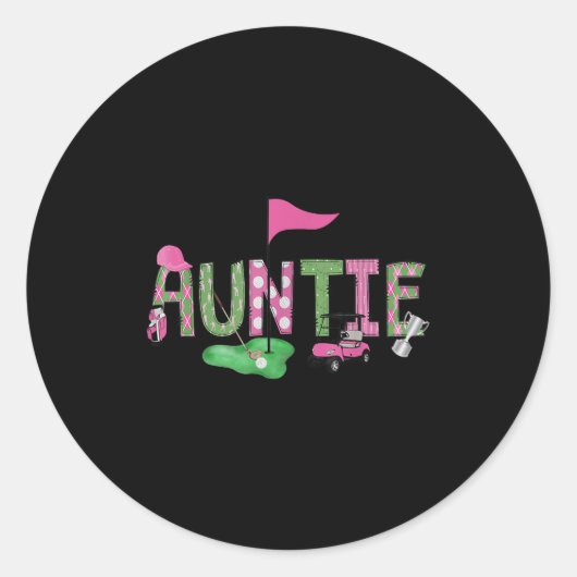 Golf Auntie Nk Hole In One Golf 1st Birthday Girl  Ronde Sticker (Voorkant)
