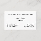Golf auto diensten en verkoop visitekaartje (Achterkant)