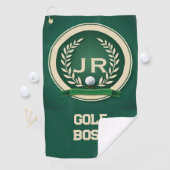 Golf Baas Heraldiek Embleem Aangepaste Naam Ivoor Golfhanddoek (Insitu)
