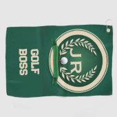Golf Baas Heraldiek Embleem Aangepaste Naam Ivoor Golfhanddoek (Horizontaal)