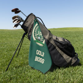 Golf Baas Heraldiek Embleem Aangepaste Naam Ivoor  Golfhanddoek