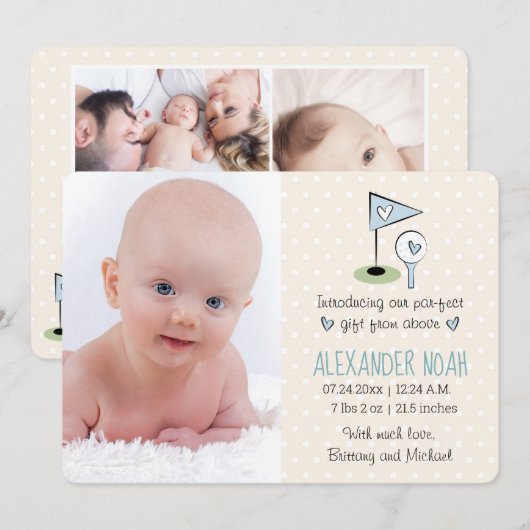 Golf Baby aankondiging jongen (Voorkant / Achterkant)