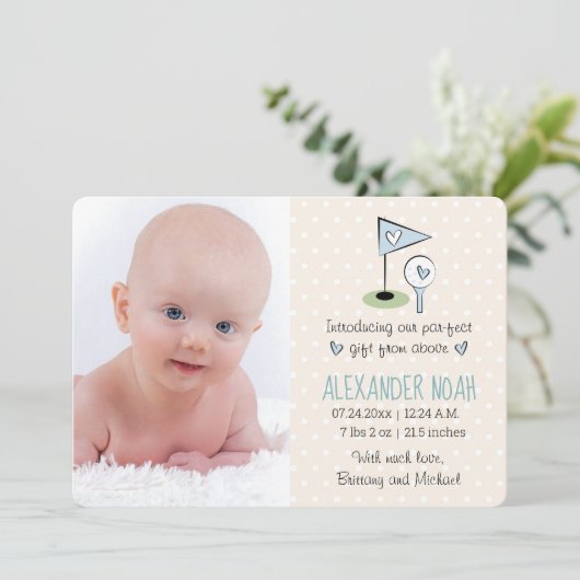 Golf Baby aankondiging jongen (Staand voorkant)