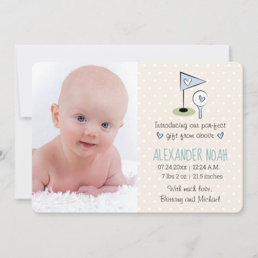 Golf Baby aankondiging jongen (Voorkant)