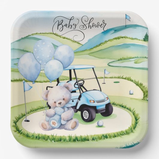 Golf Baby Boy Blauw thema Papieren Bordje (Voorkant)