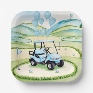 Golf Baby Boy Blauw thema Papieren Bordje