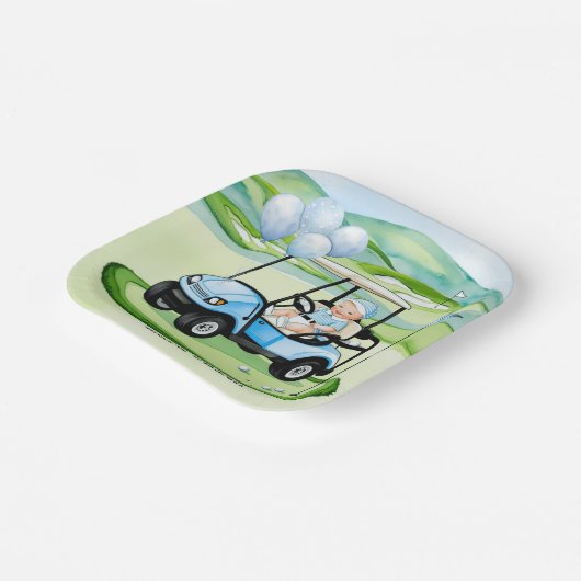 Golf Baby Boy Blauw thema Papieren Bordje (Gebogen)