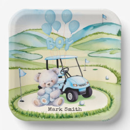 Golf Baby Boy Blauw thema Papieren Bordje