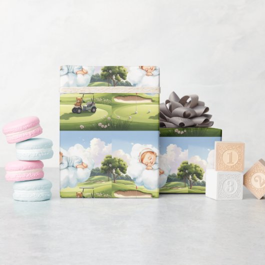 Golf Baby Boy op golfbaan Cadeaupapier (Baby Shower)