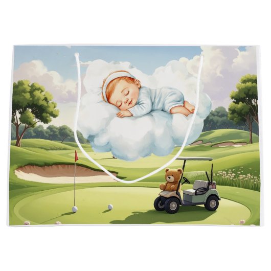 Golf Baby Boy op golfbaan Groot Cadeauzakje (Voorkant)