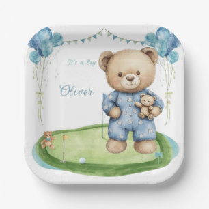 Golf Baby Boy op putting green  Papieren Bordje