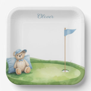 Golf Baby Boy op putting green  Papieren Bordje